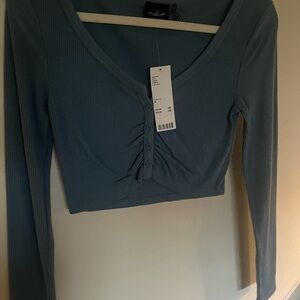 Urban Outfitters Blue Ribbed Crop Top